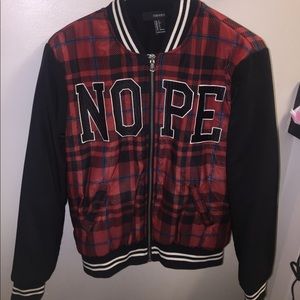 Thin letterman puffer jacket